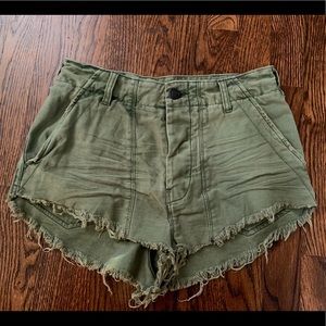 Free People Army Green Cut Off Shorts NWOT